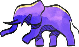 Elephant icon in color drawing. Mammal zoo animal family jungle safari vector