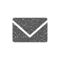 Envelope icon in grunge texture vector illustration