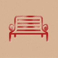 Park bench halftone style icon with grunge background vector illustration