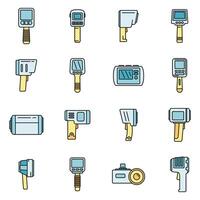 Thermal imager device icons set vector color line