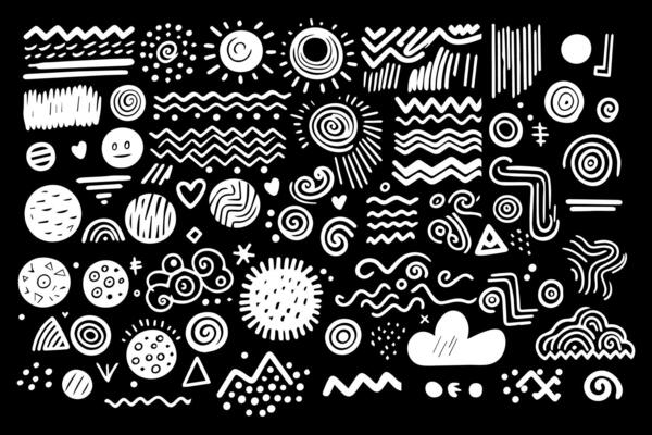 Set of hand drawn white scribbles