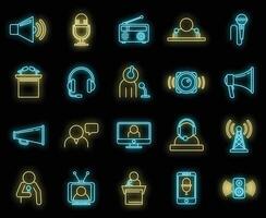 Speaker announcer icons set vector neon