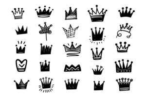 Set of abstract hand drawn scribble doodles crown vector