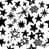 Seamless pattern abstract scribble doodles stars vector