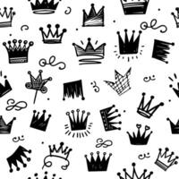 Seamless pattern abstract hand drawn scribble doodles crown vector