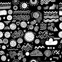 Seamless pattern hand drawn white scribbles vector