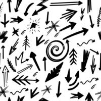 Seamless pattern  abstract scribble doodles arrows vector