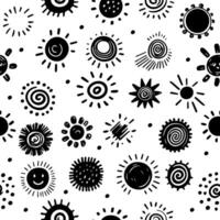 Seamless pattern abstract hand drawn scribble doodles sun vector