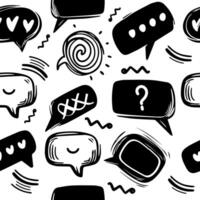 Seamless pattern abstract scribble doodles speech bubble chat vector