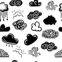 Seamless pattern abstract scribble doodles clouds vector