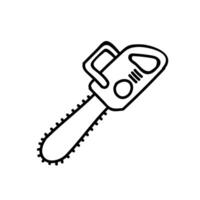 Chain saw icon. Hand drawn vector illustration. Editable line stroke