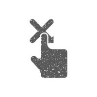 Finger gesture icon in grunge texture vector illustration