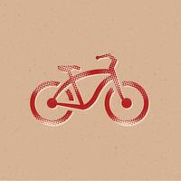 bajo jinete bicicleta trama de semitonos estilo icono con grunge antecedentes vector ilustración