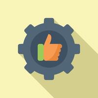 Gear thumb up icon flat vector. Process project change vector