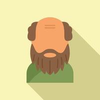 Bald beard man icon flat vector. Funny short vector