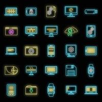 Software operating system icons set vector neon