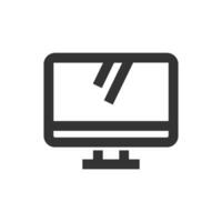 escritorio computadora icono en grueso contorno estilo. negro y blanco monocromo vector ilustración.
