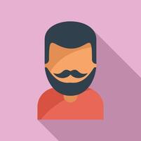 Aged man mustache icon flat vector. Beard style model vector