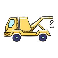 Tow icon in hand drawn color vector illustration
