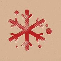 Snowflakes halftone style icon with grunge background vector illustration