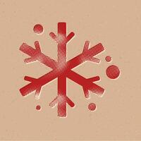 Snowflakes halftone style icon with grunge background vector illustration