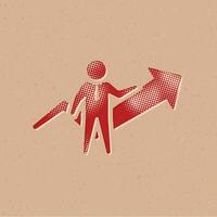 Businessman chart halftone style icon with grunge background vector illustration