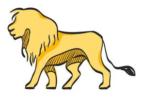 Lion icon in hand drawn color vector illustration