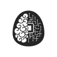 Artificial intelligence concept icon in black and white vector