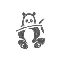 Panda icon in grunge texture vector illustration