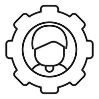 Gear person project icon outline vector. Person work team vector