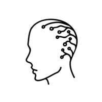 Artificial intelligence human head icon. Hand drawn vector illustration. Editable line stroke.