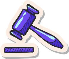 Hand drawn Wood hammer icon in sticker style vector illustration