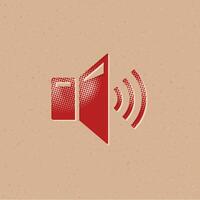 Audio volume halftone style icon with grunge background vector illustration