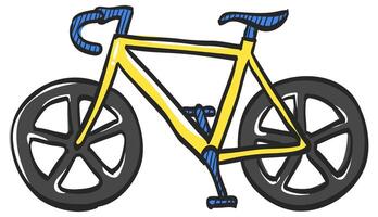 Road bicycle icon in hand drawn color vector illustration