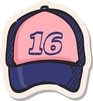 Hand drawn Sport hat icon in sticker style vector illustration