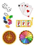 casino objects and equipment set icons stock vector illustration isolated on white background