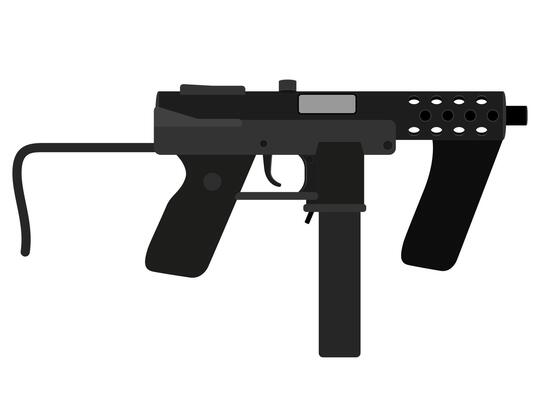 submachine machine hand gun weapons stock vector illustration isolated on white background