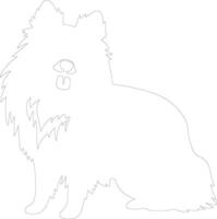 American Eskimo Dog  outline silhouette vector