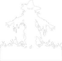 Scarecrow  outline silhouette vector