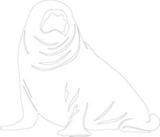 northern elephant seal  outline silhouette vector