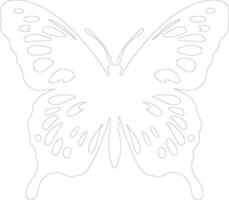 pintado dama mariposa contorno silueta vector