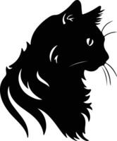American Curl Cat  silhouette portrait vector
