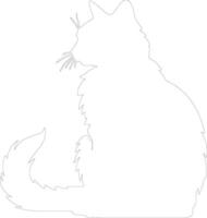 Highlander Cat  outline silhouette vector