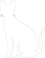 Cornish Rex Cat  outline silhouette vector