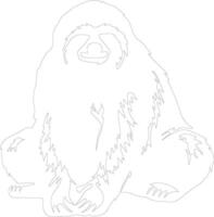 three-toed sloth   outline silhouette vector