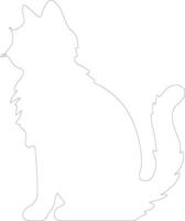 American Curl Cat  outline silhouette vector