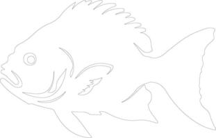 piranha   outline silhouette vector