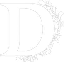 Letter D outline silhouette vector