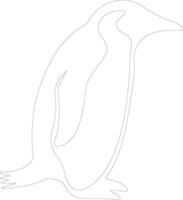 pingüino contorno silueta vector