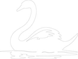 trompetista cisne contorno silueta vector